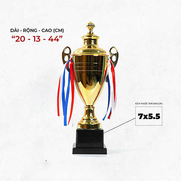 Cúp thể thao iWin 13-6 size 7x5.5 màu vàng.